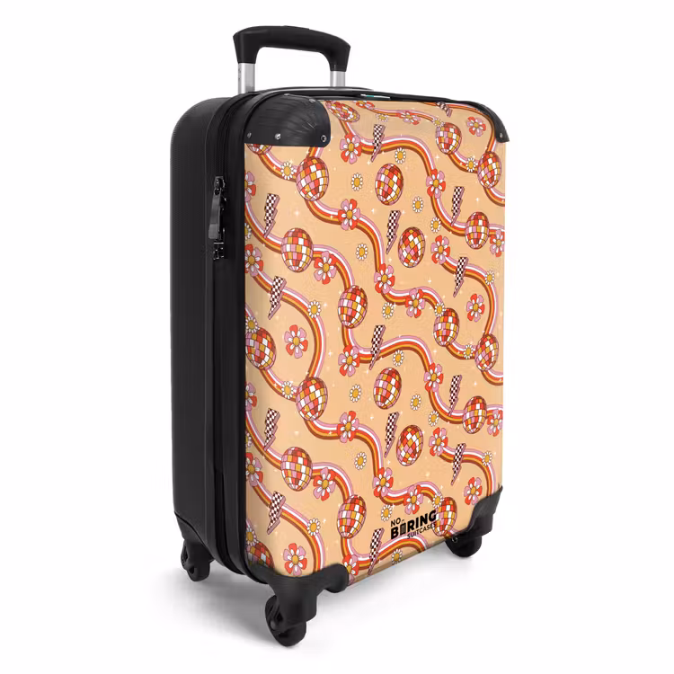 Retro disco 70s bloem patroon kleurrijk NBS - Handbagage koffer - Volwassenen Unisex middel -productfoto_3d