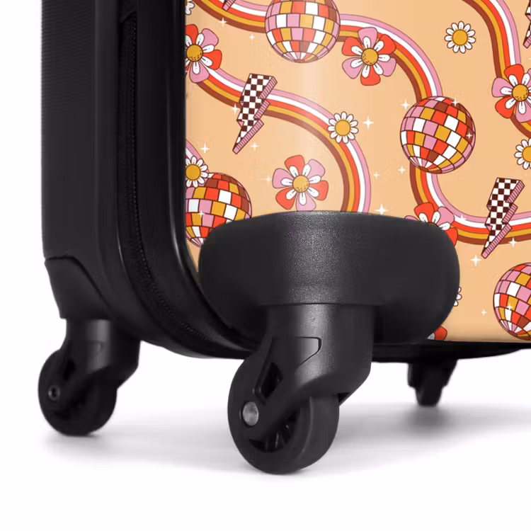 Retro disco 70s bloem patroon kleurrijk NBS - Handbagage koffer - Volwassenen Unisex middel -wiel