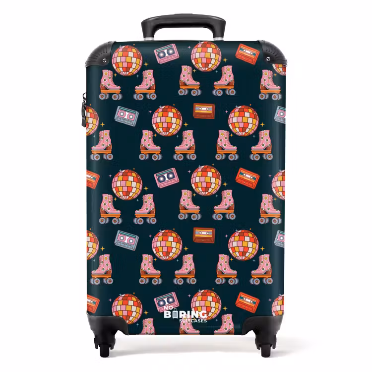 Retro disco 70s patroon kleurrijk NBS - Handbagage koffer - Volwassenen Unisex middel -productfoto_recht