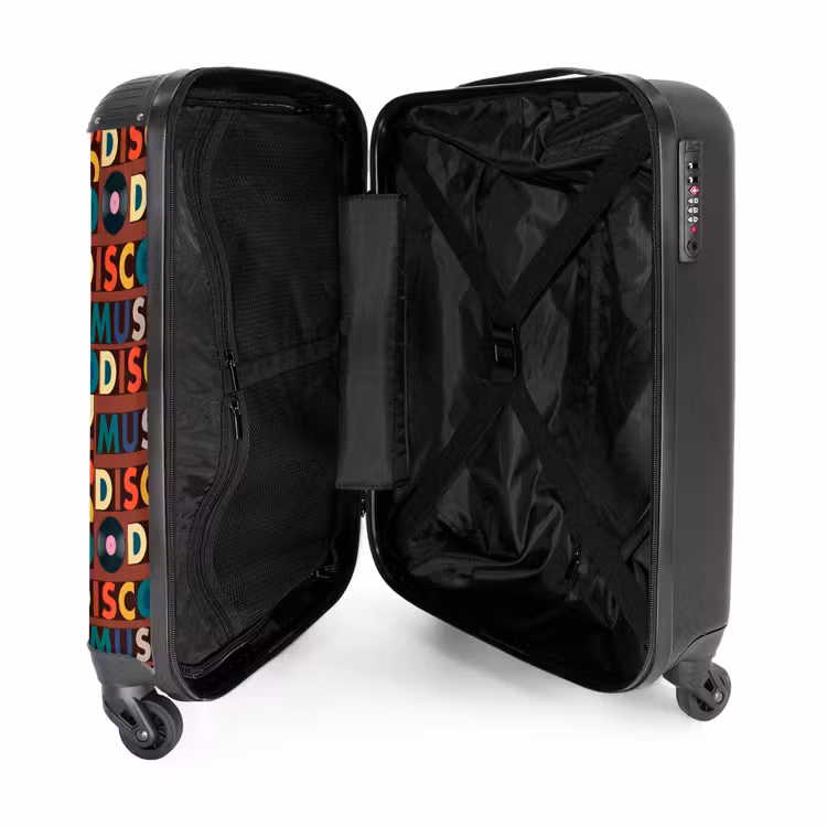 Retro disco 70s tekst patroon kleurrijk NBS - Handbagage koffer - Volwassenen Unisex middel -binnenkant