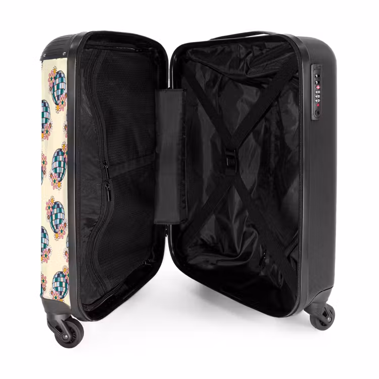 Retro disco bal boekt patroon kleurrijk NBS - Handbagage koffer - Volwassenen Unisex middel -binnenkant