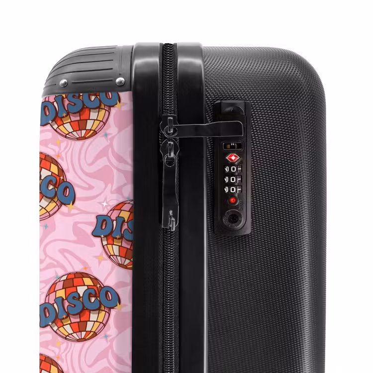 Retro discobal patroon roze NBS - Handbagage koffer - Volwassenen Unisex middel -slot