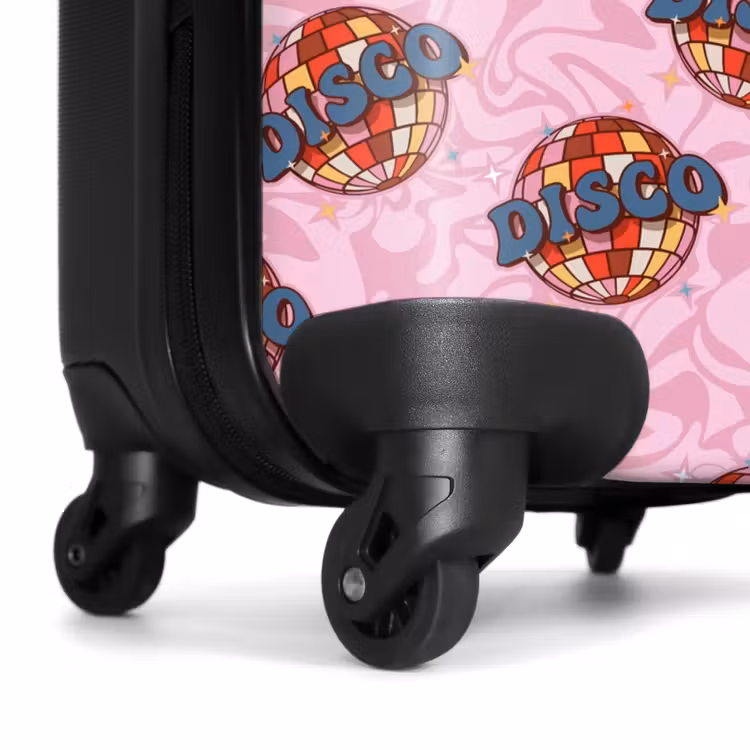 Retro discobal patroon roze NBS - Handbagage koffer - Volwassenen Unisex middel -wiel