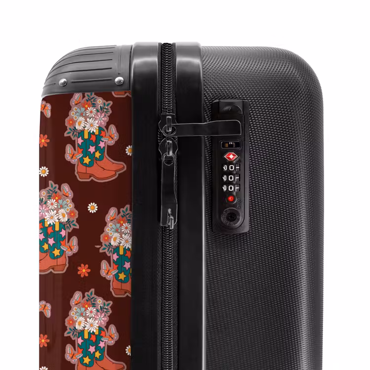 Retro disco laarzen boekt patroon kleurrijk NBS - Handbagage koffer - Volwassenen Unisex middel -slot