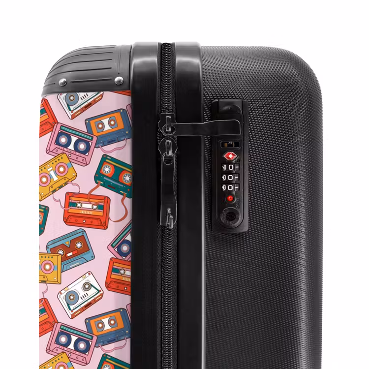 Retro disco cassettes patroon kleurrijk NBS - Handbagage koffer - Volwassenen Unisex middel -slot