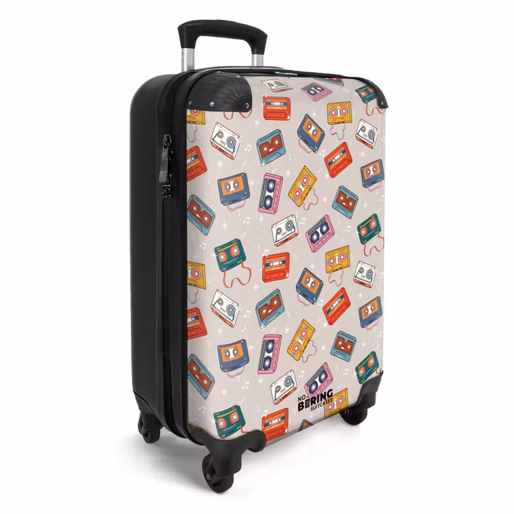 Retro disco cassettes patroon diverse kleuren NBS - Handbagage koffer - Volwassenen Unisex middel -productfoto_3d