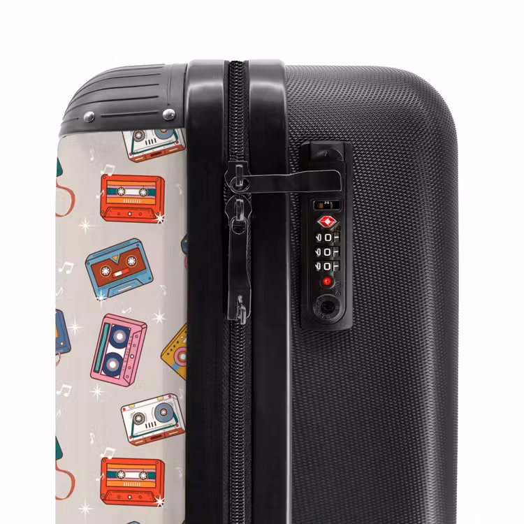Retro disco cassettes patroon diverse kleuren NBS - Handbagage koffer - Volwassenen Unisex middel -slot