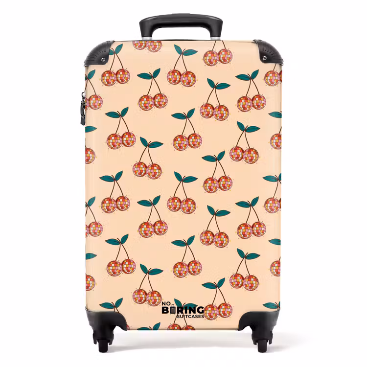 Retro disco kersen patroon kleurrijk NBS - Handbagage koffer - Volwassenen Unisex middel -productfoto_recht