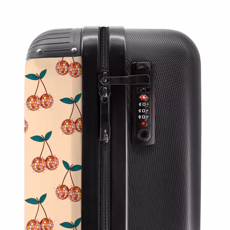 Retro disco kersen patroon kleurrijk NBS - Handbagage koffer - Volwassenen Unisex middel -slot