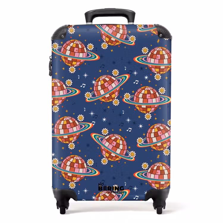 Retro disco regenbogen patroon kleurrijk NBS - Handbagage koffer - Volwassenen Unisex middel -productfoto_recht