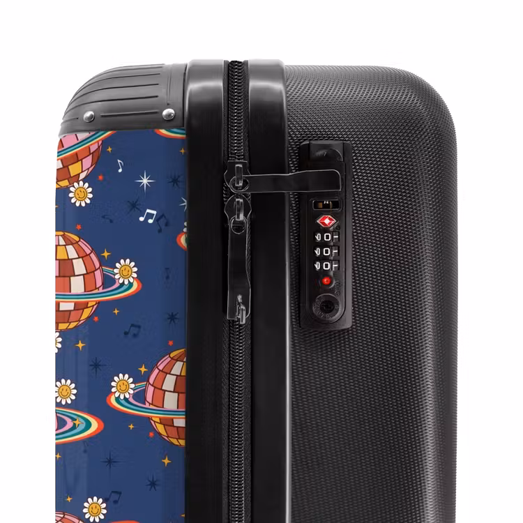 Retro disco regenbogen patroon kleurrijk NBS - Handbagage koffer - Volwassenen Unisex middel -slot