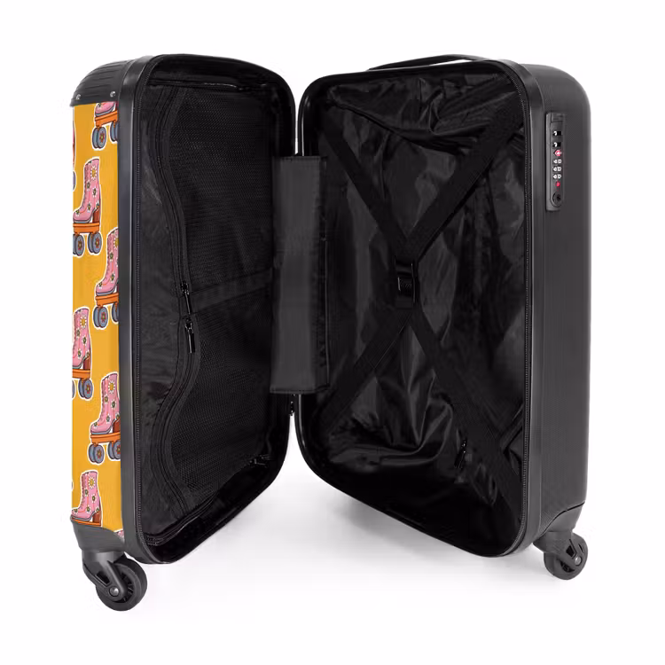 Retro disco rolschaatsen patroon kleurrijk NBS - Handbagage koffer - Volwassenen Unisex middel -binnenkant