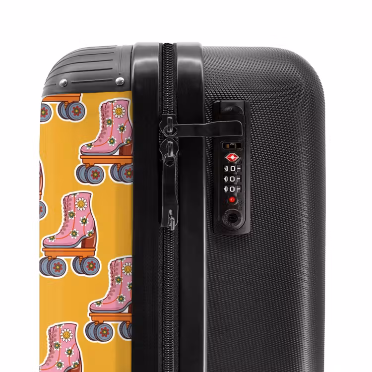 Retro disco rolschaatsen patroon kleurrijk NBS - Handbagage koffer - Volwassenen Unisex middel -slot