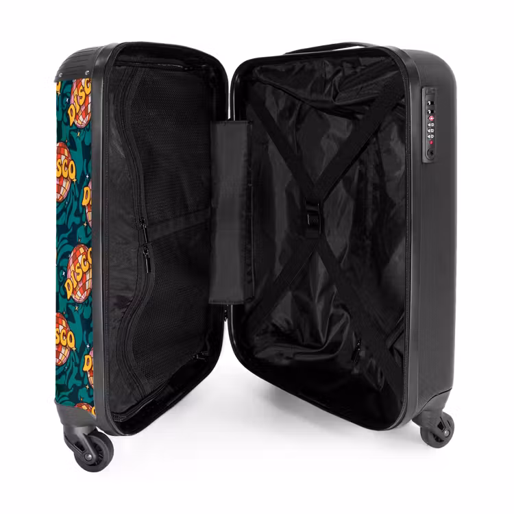 Retro disco wave bal patroon kleurrijk NBS - Handbagage koffer - Volwassenen Unisex middel -binnenkant