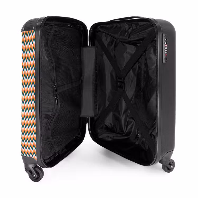 Retro disco wave patroon kleurrijk NBS - Handbagage koffer - Volwassenen Unisex middel -binnenkant