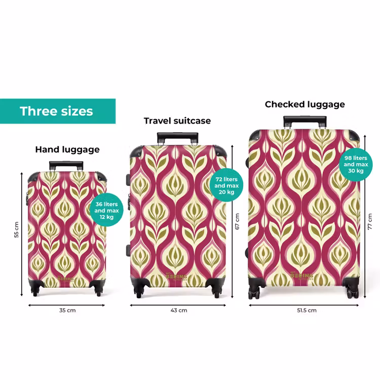 Retro - Floraal - Paars NBS - Handbagage koffer - Volwassenen Unisex middel zzzzzzVergelijking_3EN