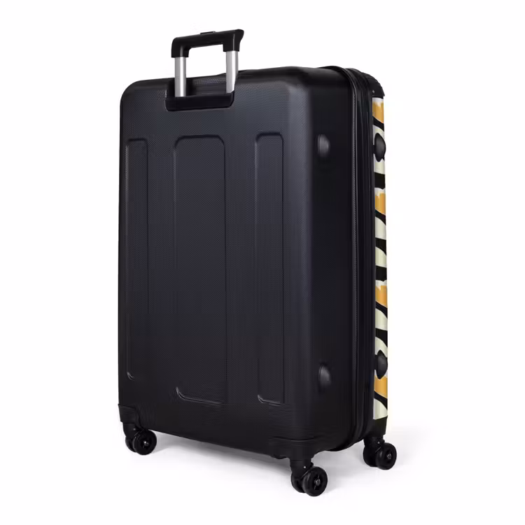 Retro - Bloem - Zwart - Okergeel NBS - Handbagage koffer - Volwassenen Unisex middel -slot