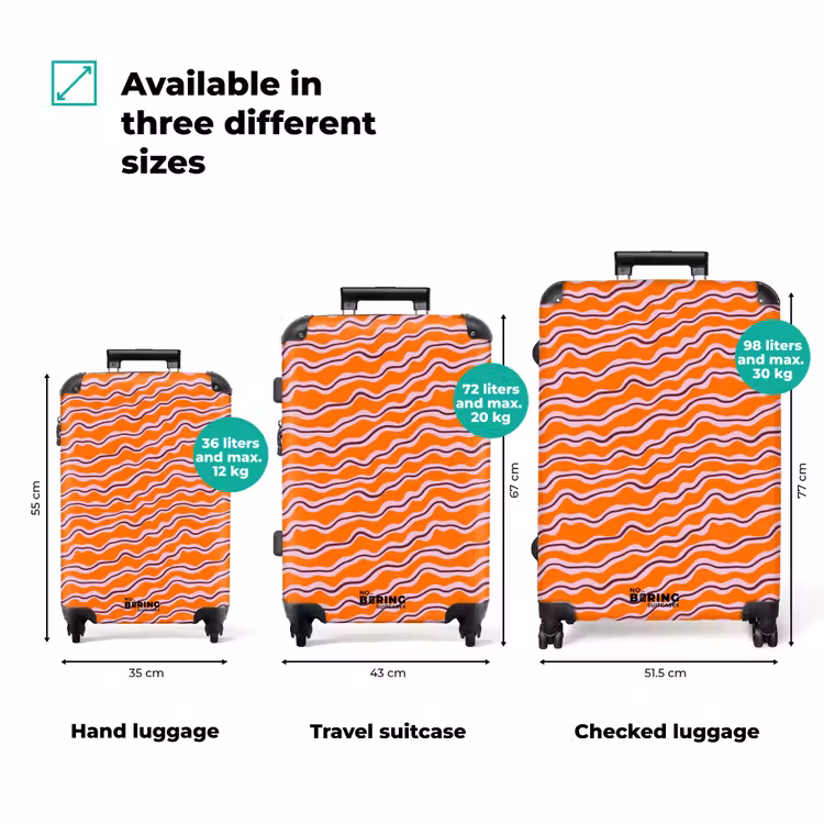 Retro - Golvend - Oranje NBS - Handbagage koffer - Volwassenen Unisex middel zzzzzzVergelijking_3EN