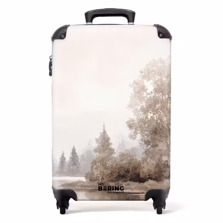Rivierlandschap - Minimalistisch - Aardetinten NBS - Handbagage koffer - Volwassenen Unisex middel -productfoto_recht