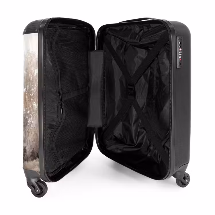 Rivierlandschap - Minimalistisch - Aardetinten NBS - Handbagage koffer - Volwassenen Unisex middel -binnenkant