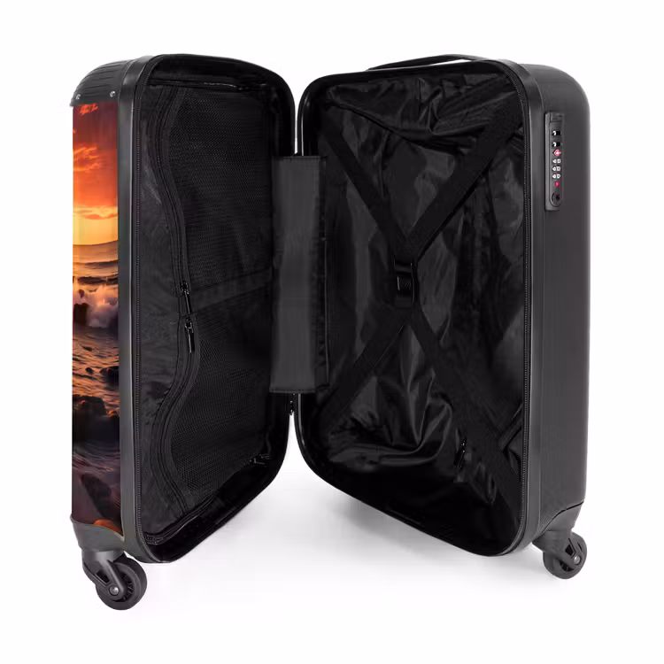 Rotsachtig strand bij zonsondergang NBS - Handbagage koffer - Unisex middel -binnenkant
