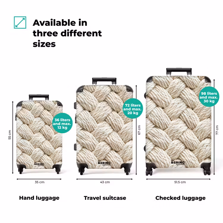 Touw - Gebreid - Beige NBS - Handbagage koffer - Volwassenen Unisex middel zzzzzzVergelijking_3EN