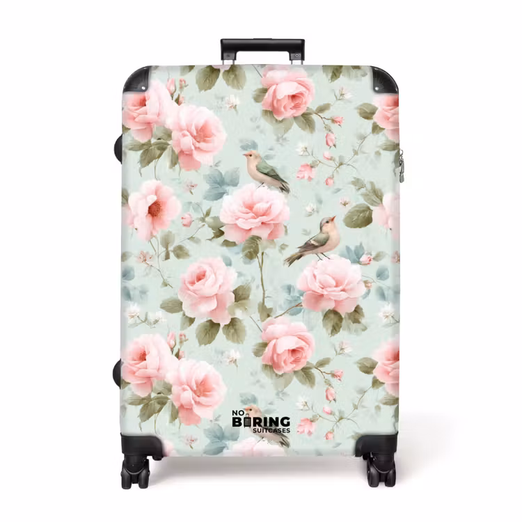 Rozen - Vogels - Pastel - Kleurrijk NBS - Large koffer - Volwassenen Unisex groot -3d