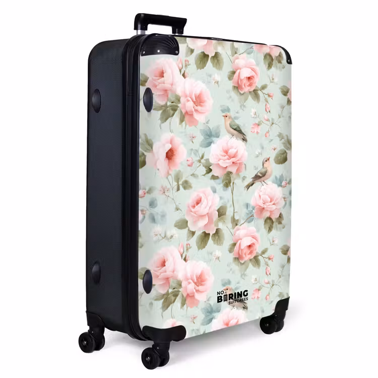 Rozen - Vogels - Pastel - Kleurrijk NBS - Large koffer - Volwassenen Unisex groot -product1