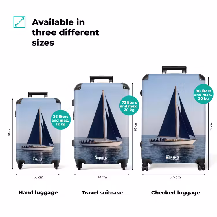 Zeilboot - Zee - Blauw NBS - Handbagage koffer - Volwassenen Unisex middel zzzzzzVergelijking_3EN