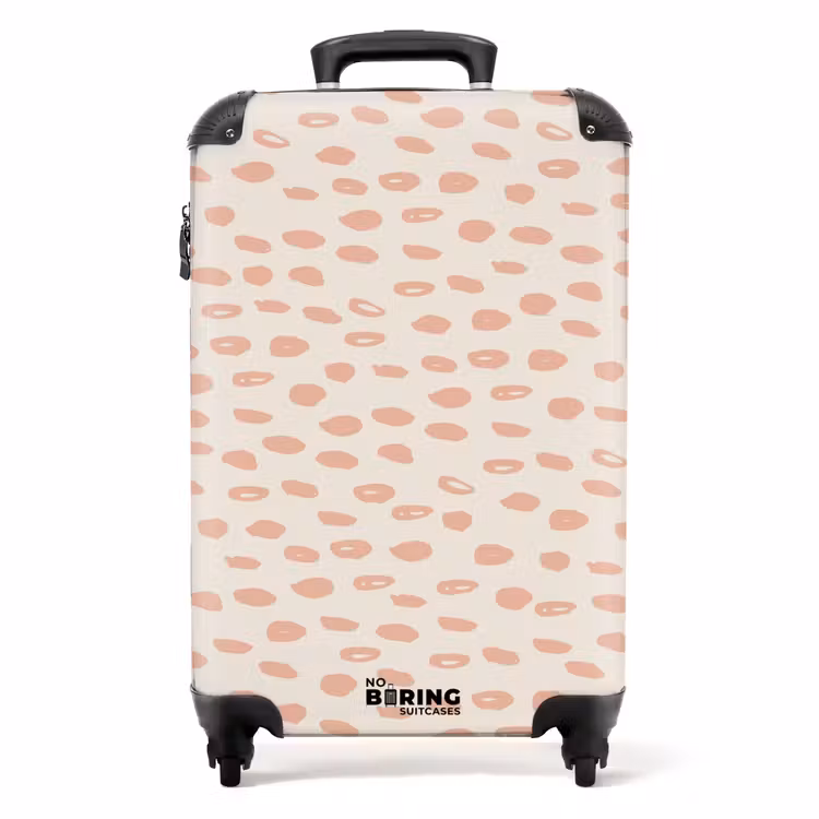 Zalmroze vlekken op crèmekleur NBS - Handbagage koffer - Volwassenen Unisex middel -productfoto_recht