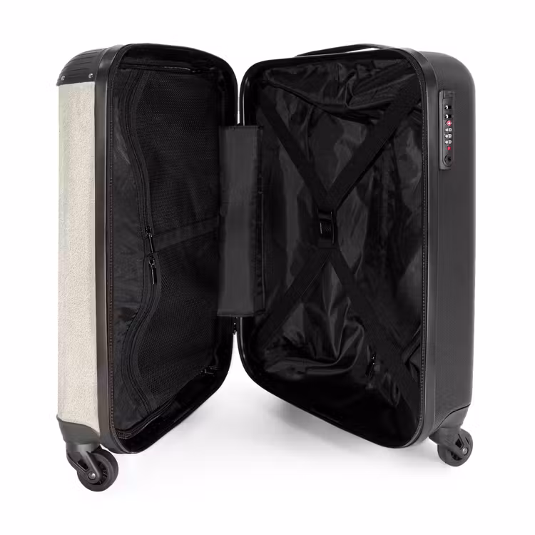 Zandkleurig - Modern - Egaal NBS - Handbagage koffer - Volwassenen Unisex middel -binnenkant