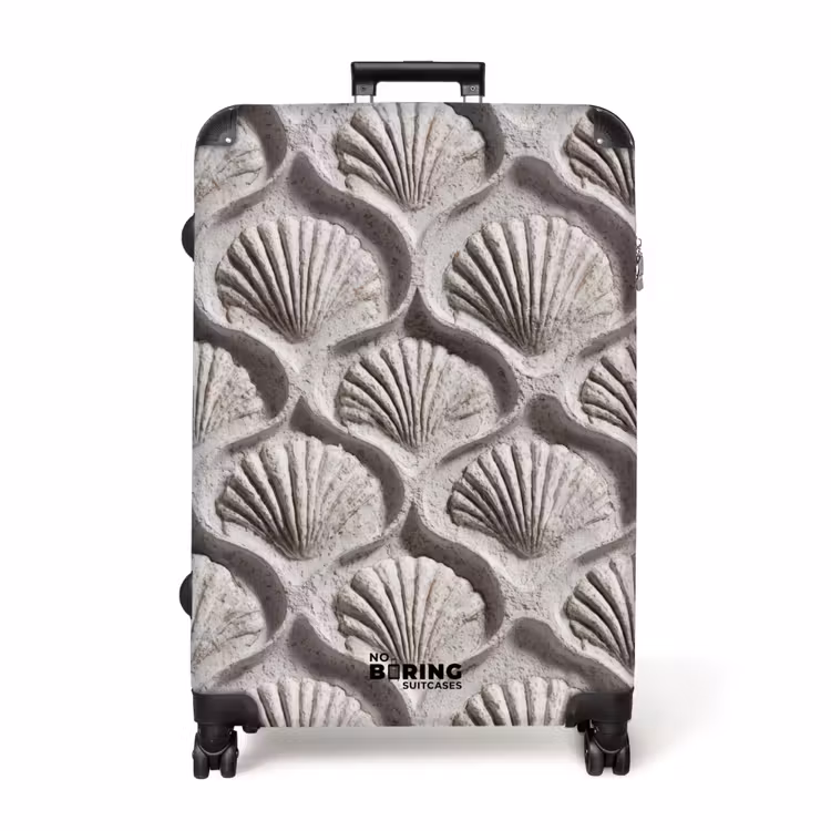 Zand - Schelpenvorm - Grijs NBS - Handbagage koffer - Volwassenen Unisex middel -productfoto_recht