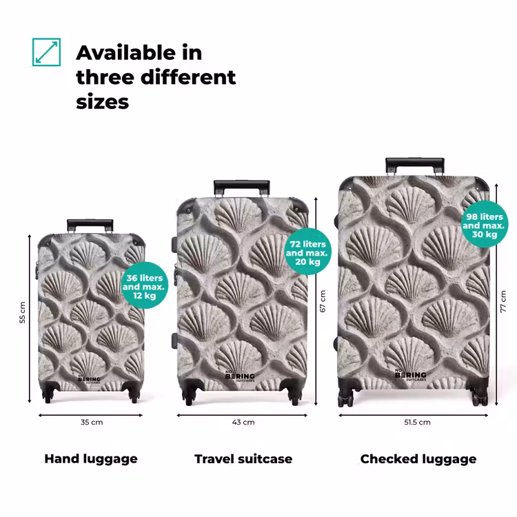 Zand - Schelpenvorm - Grijs NBS - Handbagage koffer - Volwassenen Unisex middel zzzzzzVergelijking_3EN