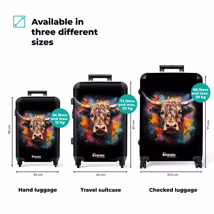 Schotse hooglander als graffiti art NBS - Handbagage koffer - Volwassenen Unisex middel zzzzzzVergelijking_3EN