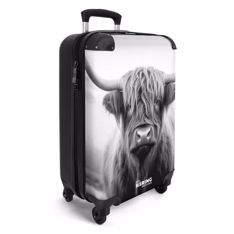 Schotse hooglander in zwart wit NBS - Handbagage koffer - Unisex middel -productfoto_3d