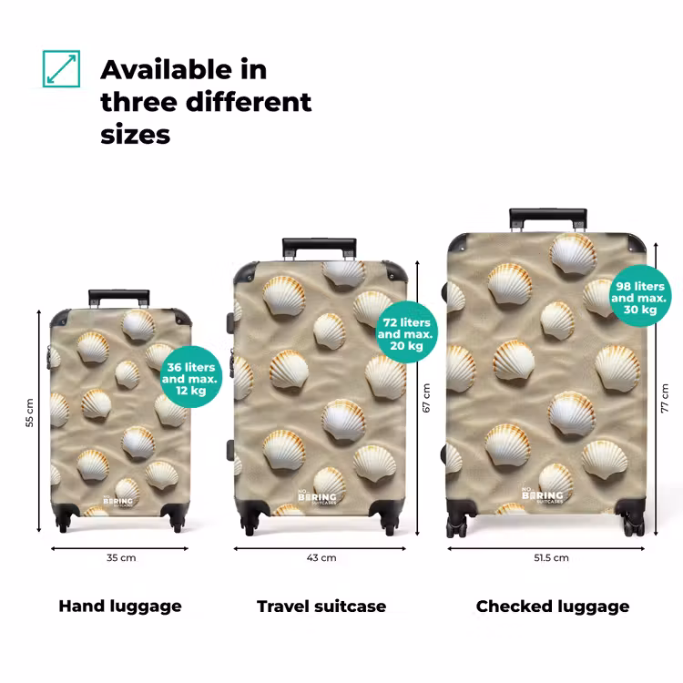 Schelpen - Zand - Maritiem NBS - Handbagage koffer - Volwassenen Unisex middel zzzzzzVergelijking_3EN