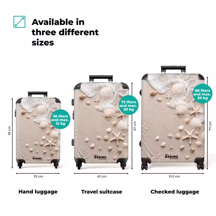 Schelpen - Zeesterren - Strand NBS - Handbagage koffer - Volwassenen Unisex middel zzzzzzVergelijking_3EN