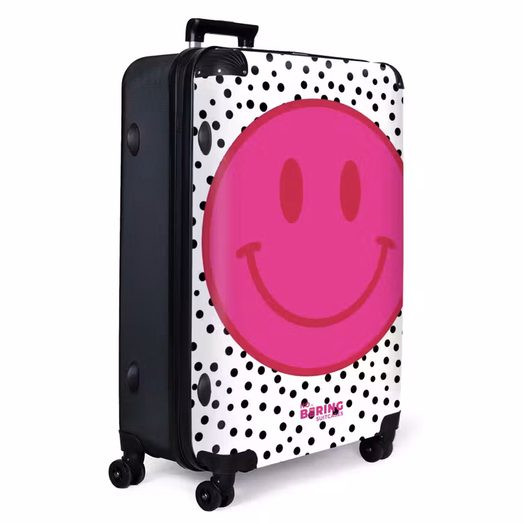 Smiley - Roze - Stippen NBS - Handbagage koffer - Volwassenen Unisex middel -productfoto_3d