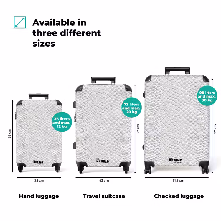 Slang - Patroon - Wit NBS - Handbagage koffer - Volwassenen Unisex middel zzzzzzVergelijking_3EN