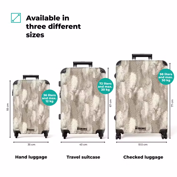 Slang - Textuur - Zand NBS - Handbagage koffer - Volwassenen Unisex middel zzzzzzVergelijking_3EN