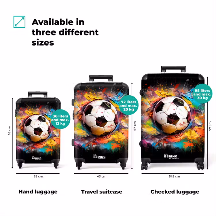 Voetbal omringd door verfklodders NBS - Handbagage koffer - Volwassenen Unisex middel zzzzzzVergelijking_3EN