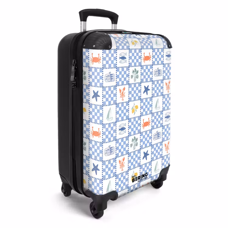 Vierkant zomer print blauw NBS - Handbagage koffer - Volwassenen Unisex middel -productfoto_3d