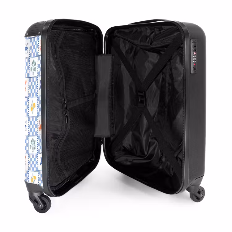 Vierkant zomer print blauw NBS - Handbagage koffer - Volwassenen Unisex middel -binnenkant