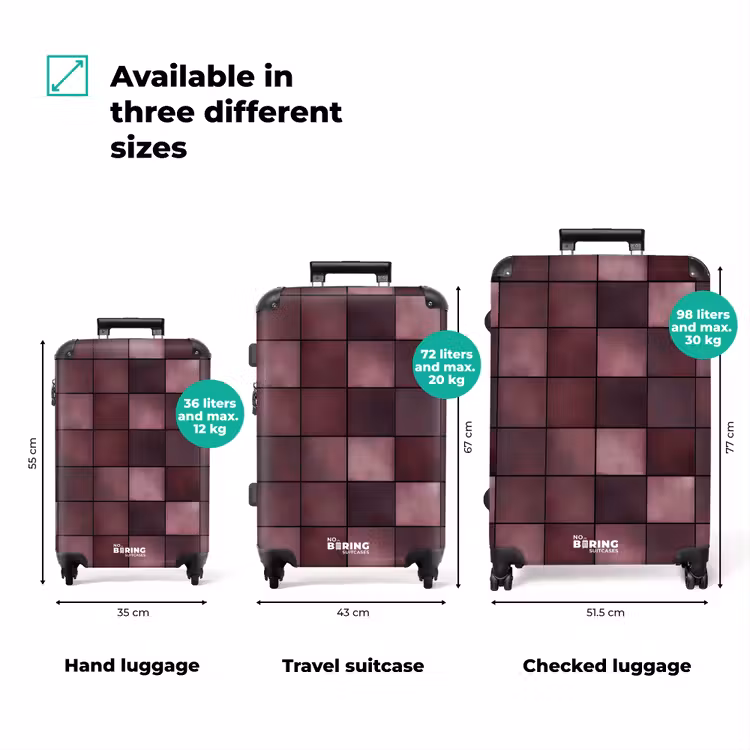 Vierkant - Tegel - Patroon - Paars NBS - Handbagage koffer - Volwassenen Unisex middel zzzzzzVergelijking_3EN