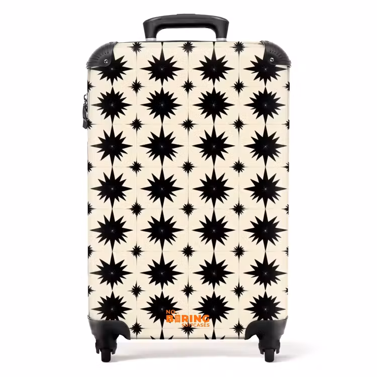 Stervormen - Geometrisch - Zwart NBS - Handbagage koffer - Volwassenen Unisex middel -productfoto_recht