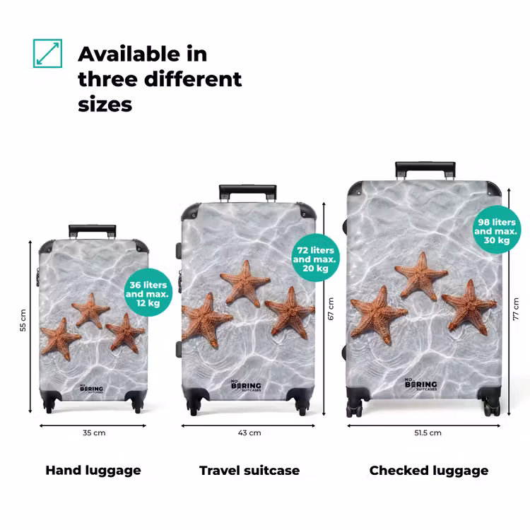 Zeesterren - Water - Helder NBS - Handbagage koffer - Volwassenen Unisex middel zzzzzzVergelijking_3EN