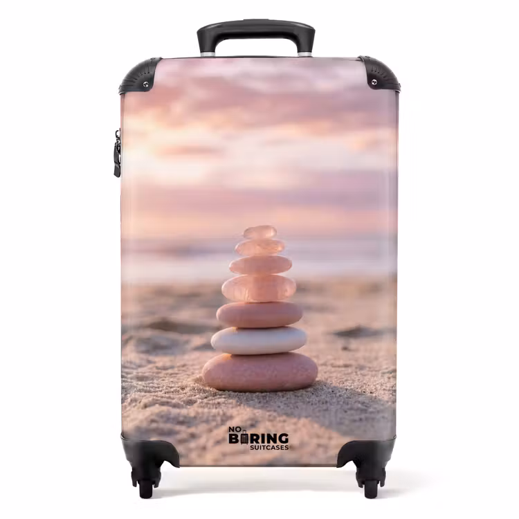 Stenen - Zand - Roze NBS - Handbagage koffer - Volwassenen Unisex middel -productfoto_recht