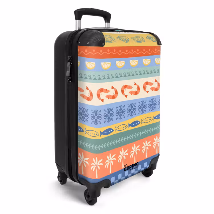 Gestreepte illustraties kleurrijk NBS - Handbagage koffer - Volwassenen Unisex middel -productfoto_3d