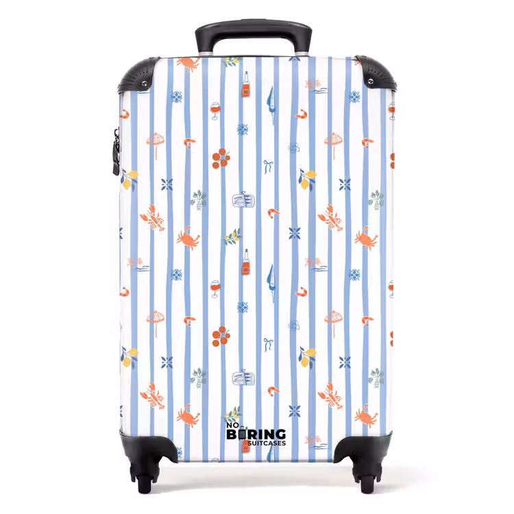 Gestreepte vakantie print kleurrijk NBS - Handbagage koffer - Volwassenen Unisex middel -productfoto_recht
