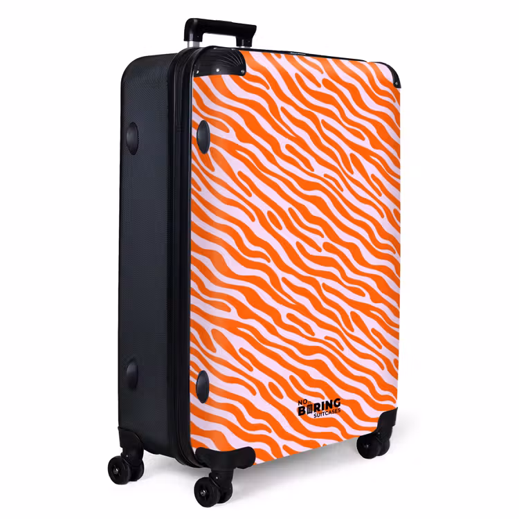 Strepen - Dynamisch - Oranje NBS - Handbagage koffer - Volwassenen Unisex middel -productfoto_3d